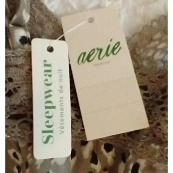 Aerie Satin Pajama Lounge Sleep Shorts Lace-trimmed Animal Print - L  (NWT) - Picture 4 of 5